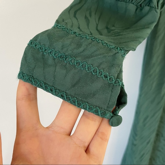 NWT Topshop Green Jacquard Midi dress Prairie dress size 4 - Picture 7 of 16